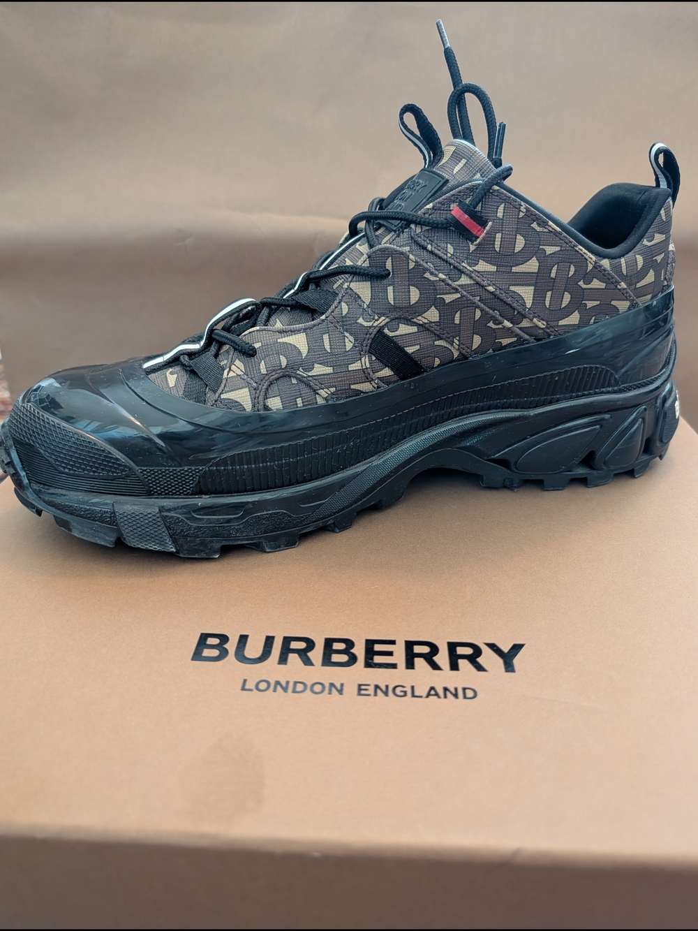 Burberry Men's Brown/Black Logo Low-Top Trainer